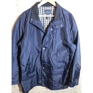 Brooks Brothers Jacket Mens Large Blue Nylon Plaid Lined Full Zip Windbreaker